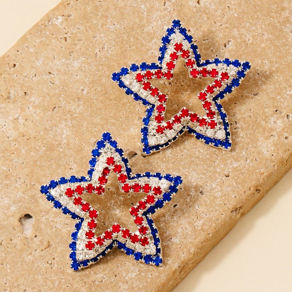 USA Pave Star Stud Earrings