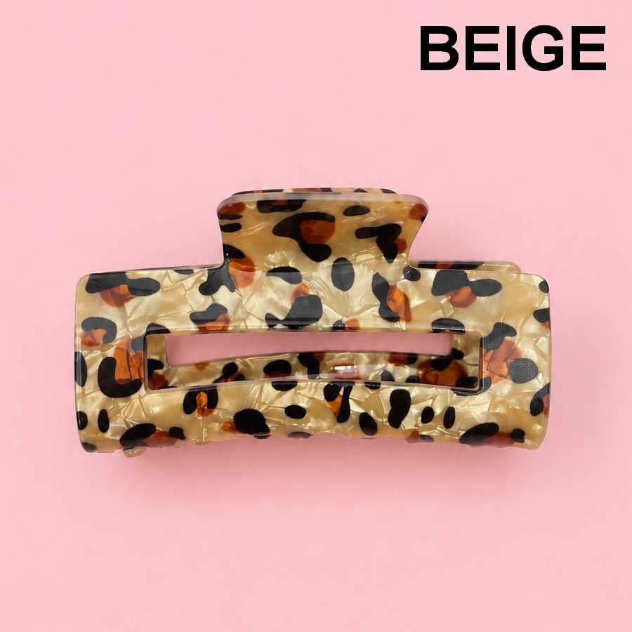 RECTANGLE LEOPARD ANIMAL DESIGN HAIR CLAW CLIPS ETA 9/16