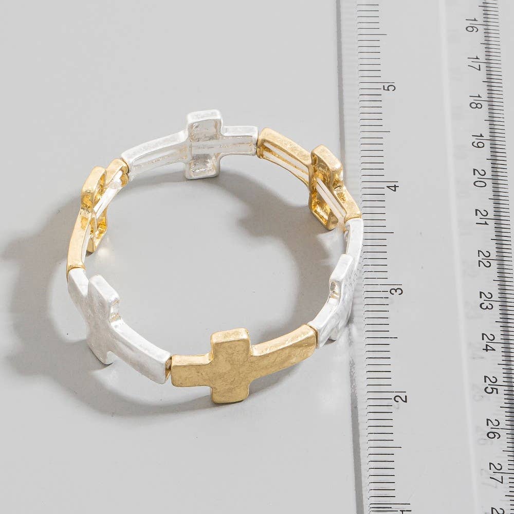 Metallic Cross Link Bracelet Mix Metal
