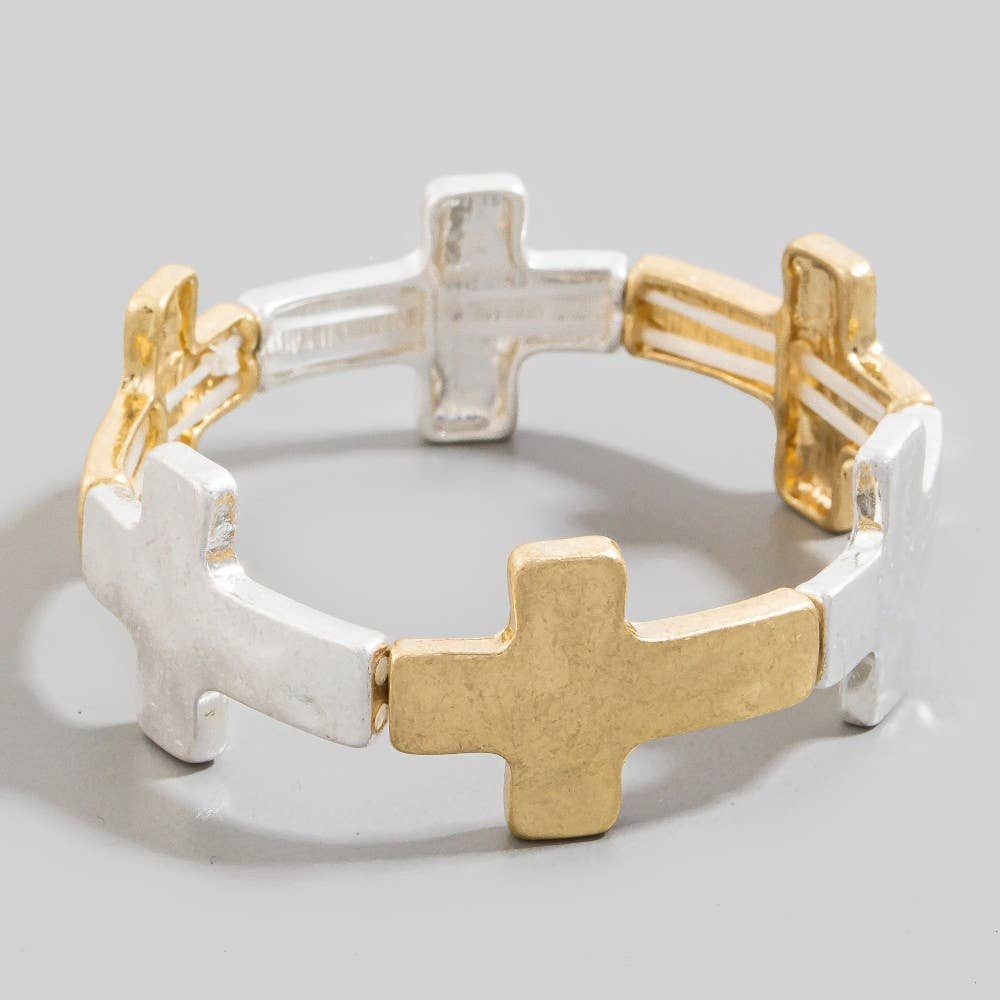 Metallic Cross Link Bracelet Mix Metal