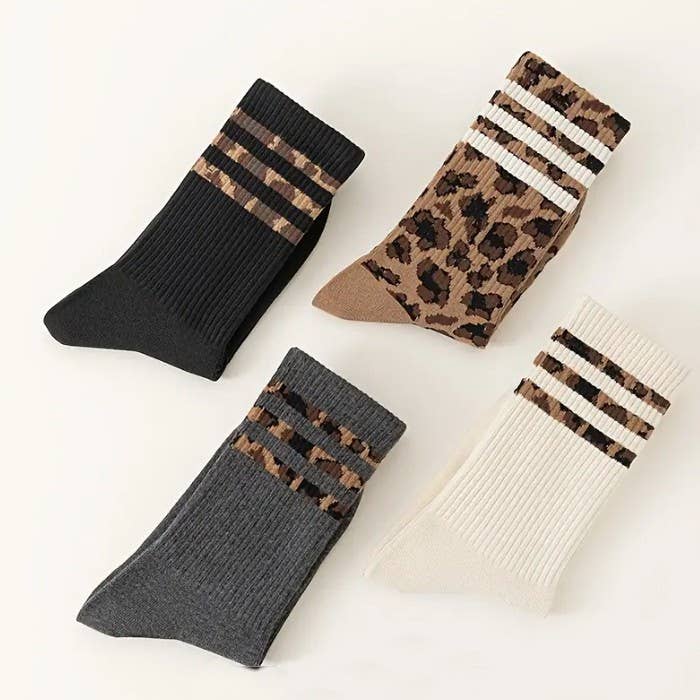 WOMAN ANIMAL LEOPARD HALF CREW THROWBACK SOCKS ETA 9/16