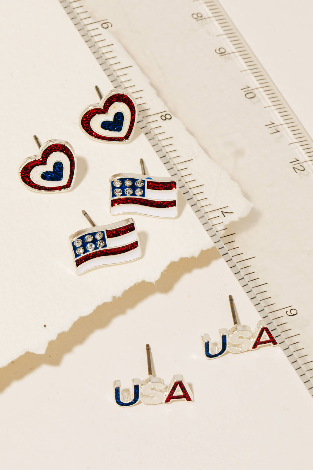 Mixed American Themed Stud Earrings Set