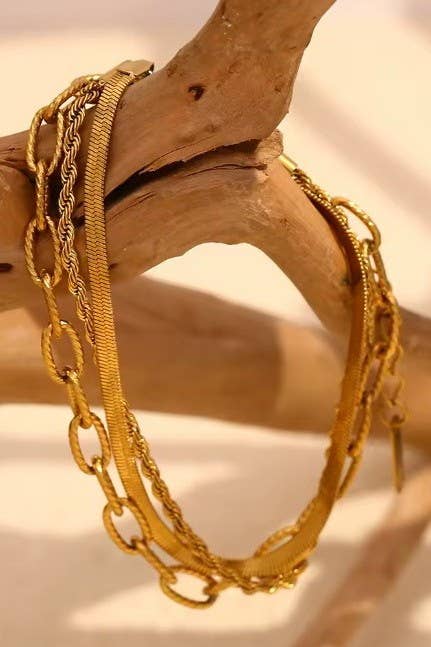 18K STAINLESS STEEL TARNISH FREE LAYERED BRACELET ETA 9/16