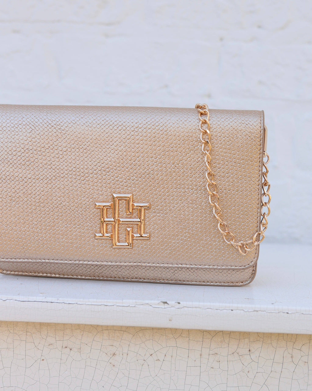 Bryn Clutch/Crossbody Woven Gold Caroline Hill