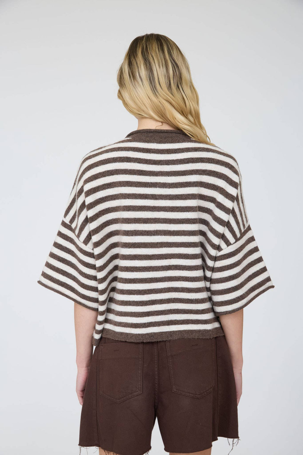 The Sutton Stripe Top Brown ETA8/6