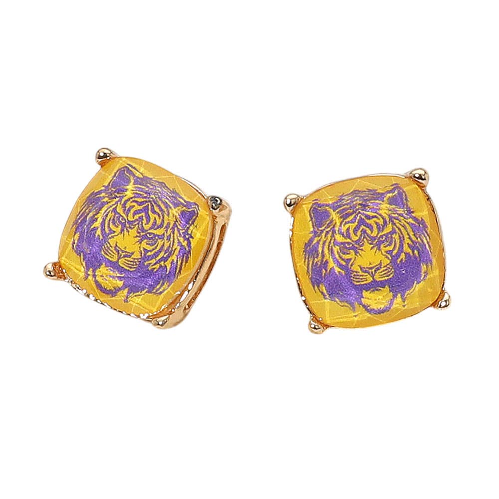 LSU Tiger Face Stud Earrings