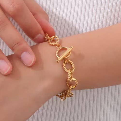 18K STAINLESS STEEL TARNISH FREE CHAIN BRACELET 9/16