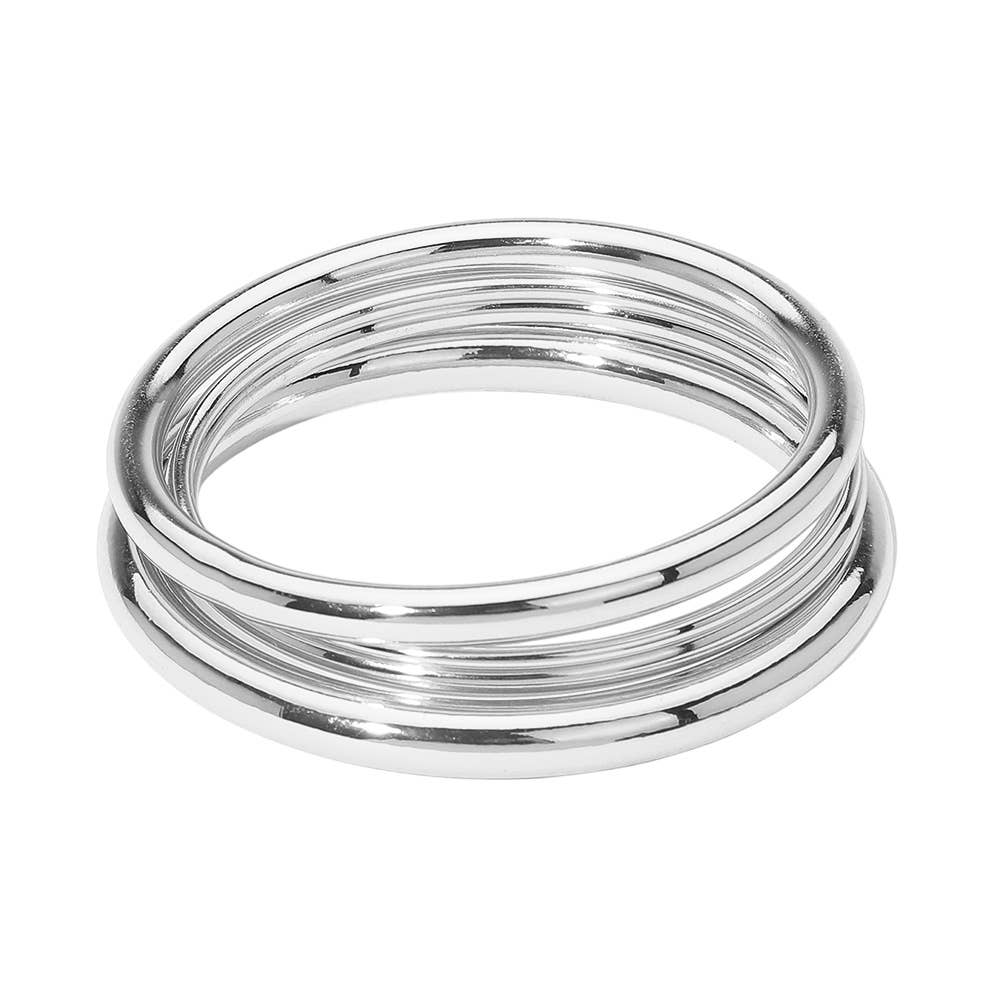 3PCS - Smooth Metal Stackable Multi Layered Bangle Bracelets
