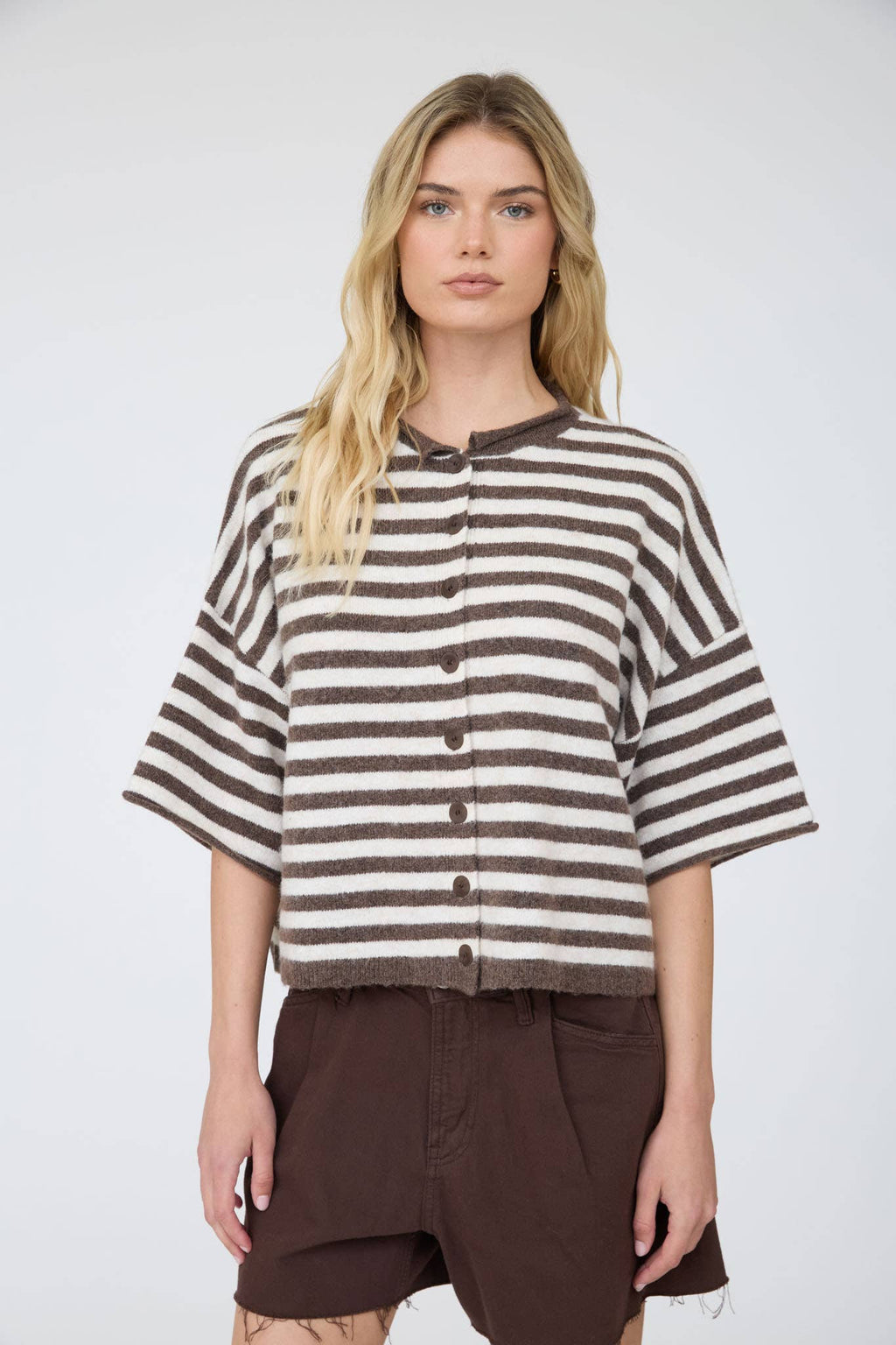 The Sutton Stripe Top Brown ETA8/6