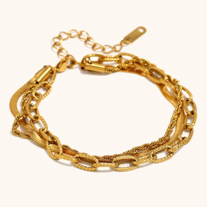 18K STAINLESS STEEL TARNISH FREE LAYERED BRACELET ETA 9/16