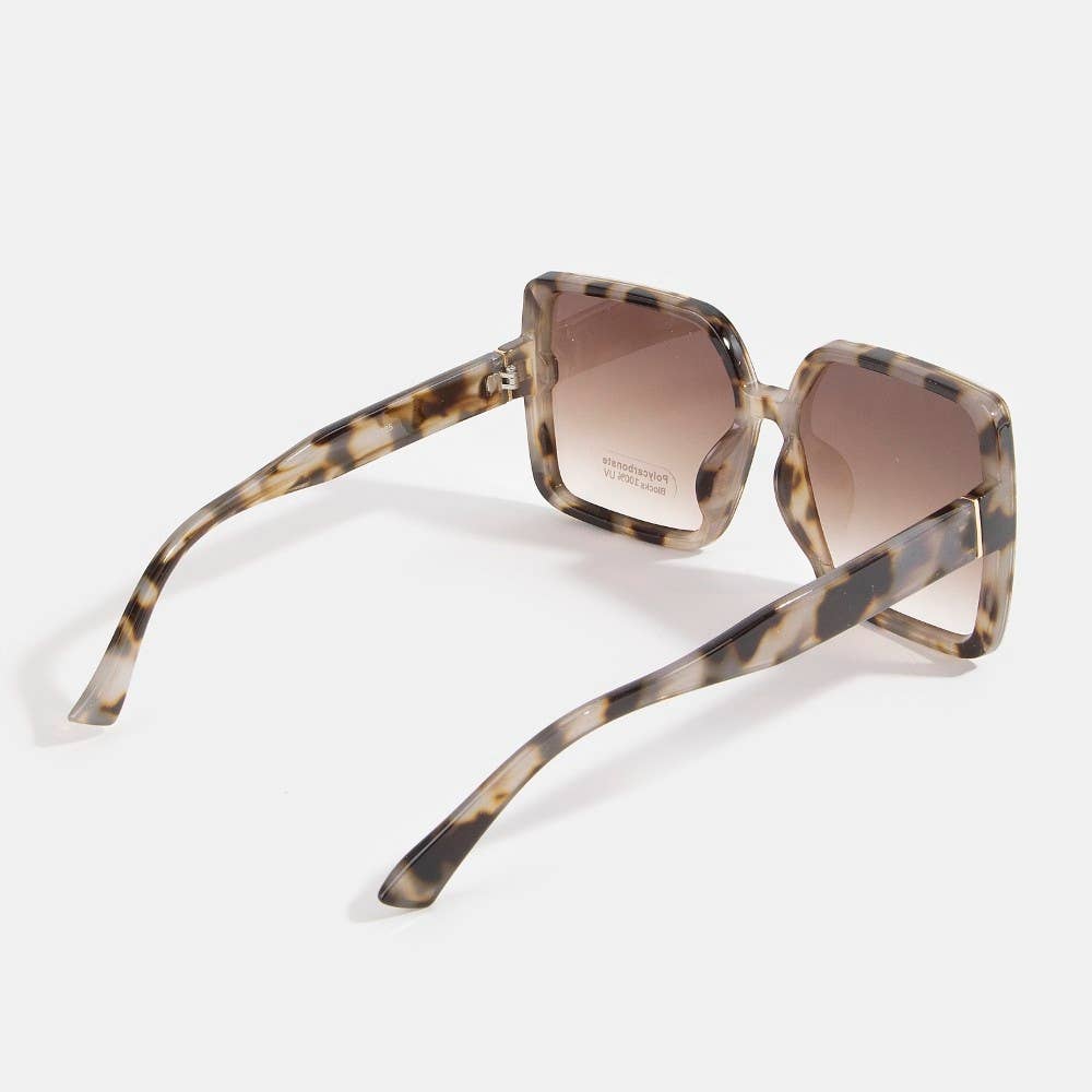 Oversized Square Sunglasses With Gold Corner Charm