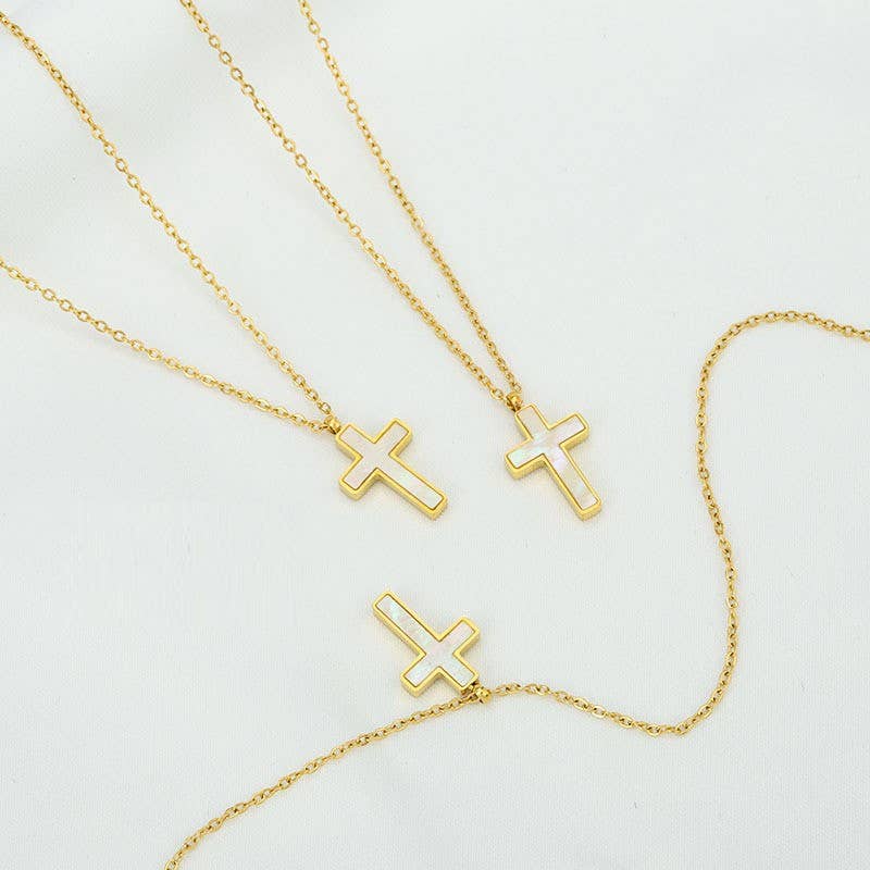 18K STAINLESS STEEL TARNISH FREE CROSS NECKLACE ETA 9/16