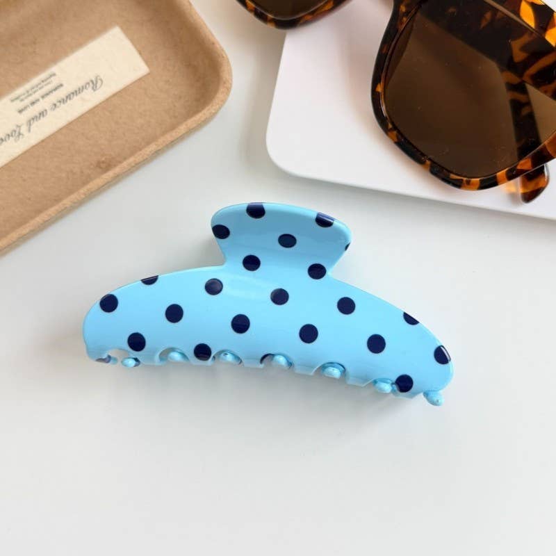 Retro Polka Dot Hair Claw - Glossy Spotted French ETA 9/16