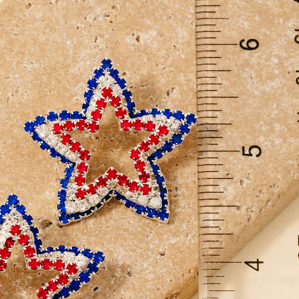 USA Pave Star Stud Earrings