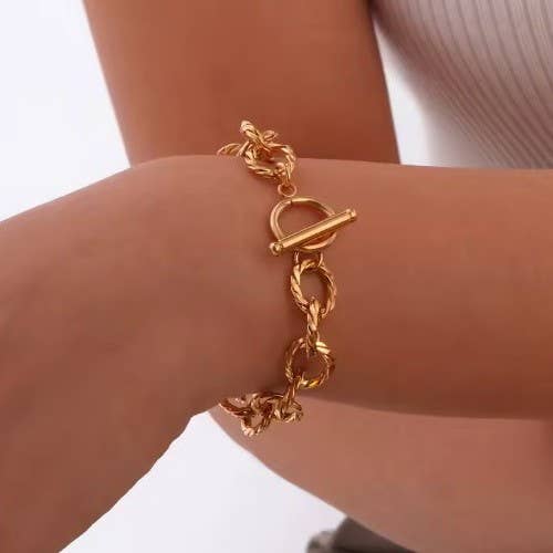 18K STAINLESS STEEL TARNISH FREE CHAIN BRACELET 9/16