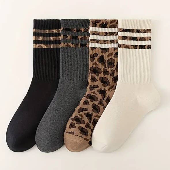 WOMAN ANIMAL LEOPARD HALF CREW THROWBACK SOCKS ETA 9/16
