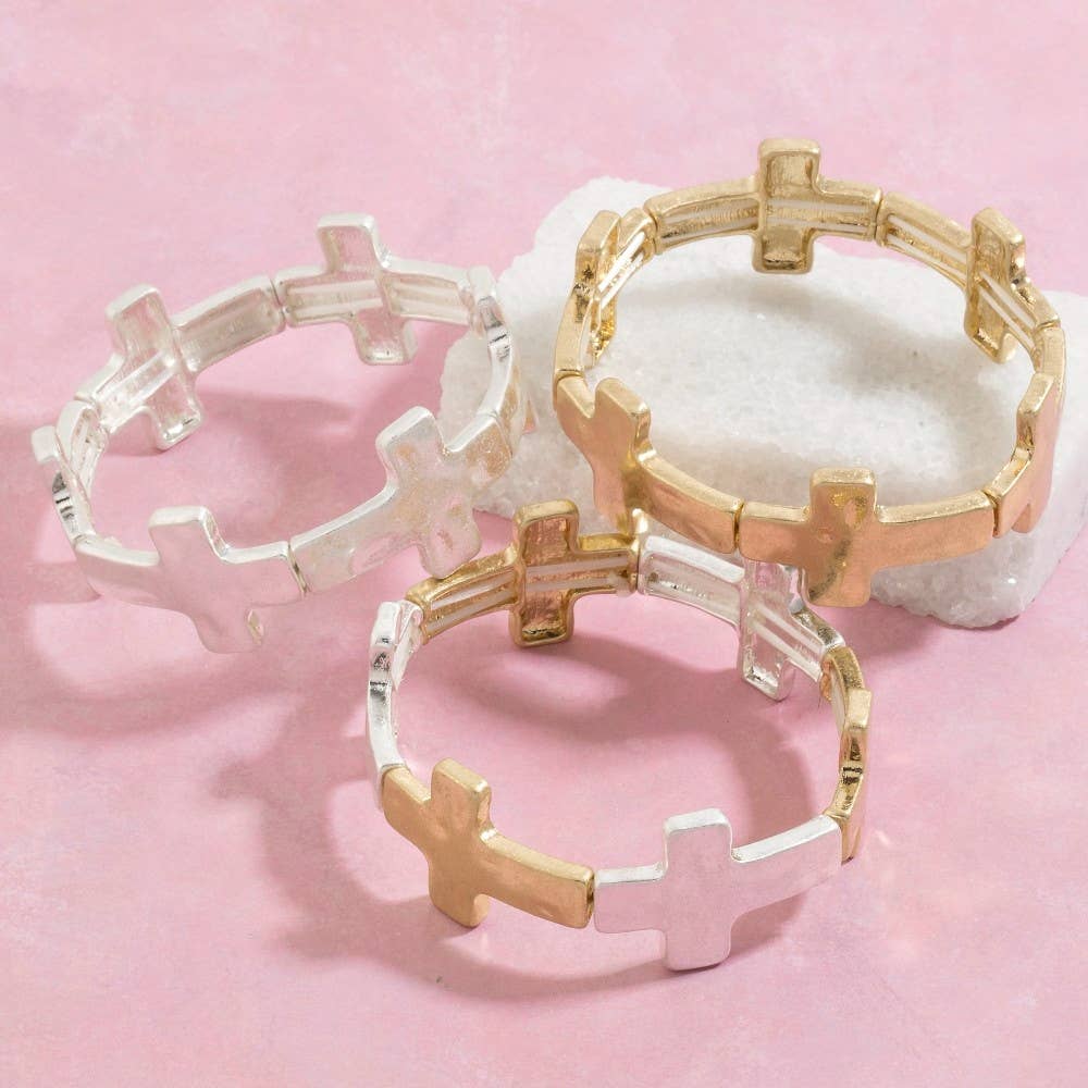 Metallic Cross Link Bracelet Mix Metal